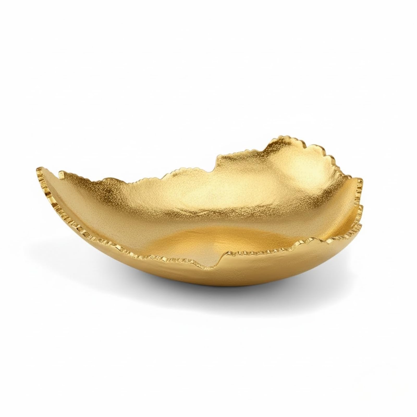 Gold Platter Bowl – Modern Aluminum Decorative Centerpiece with Textured Metallic Finish