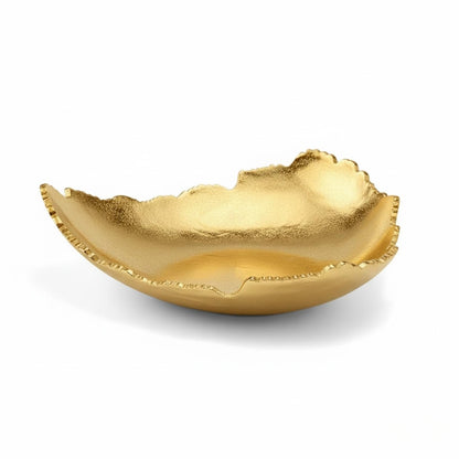 Gold Platter Bowl – Modern Aluminum Decorative Centerpiece with Textured Metallic Finish