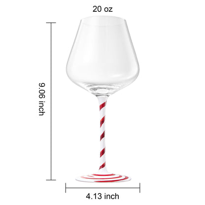 Holiday Candy Cane Wine Glasses - Set of 2