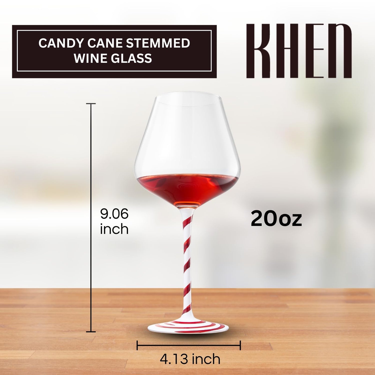 Holiday Candy Cane Wine Glasses - Set of 2