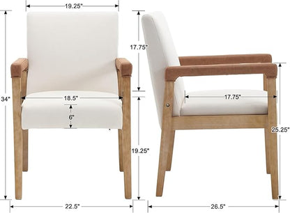 Set of 6 Linen Fabric Upholstered Dining Chairs - White