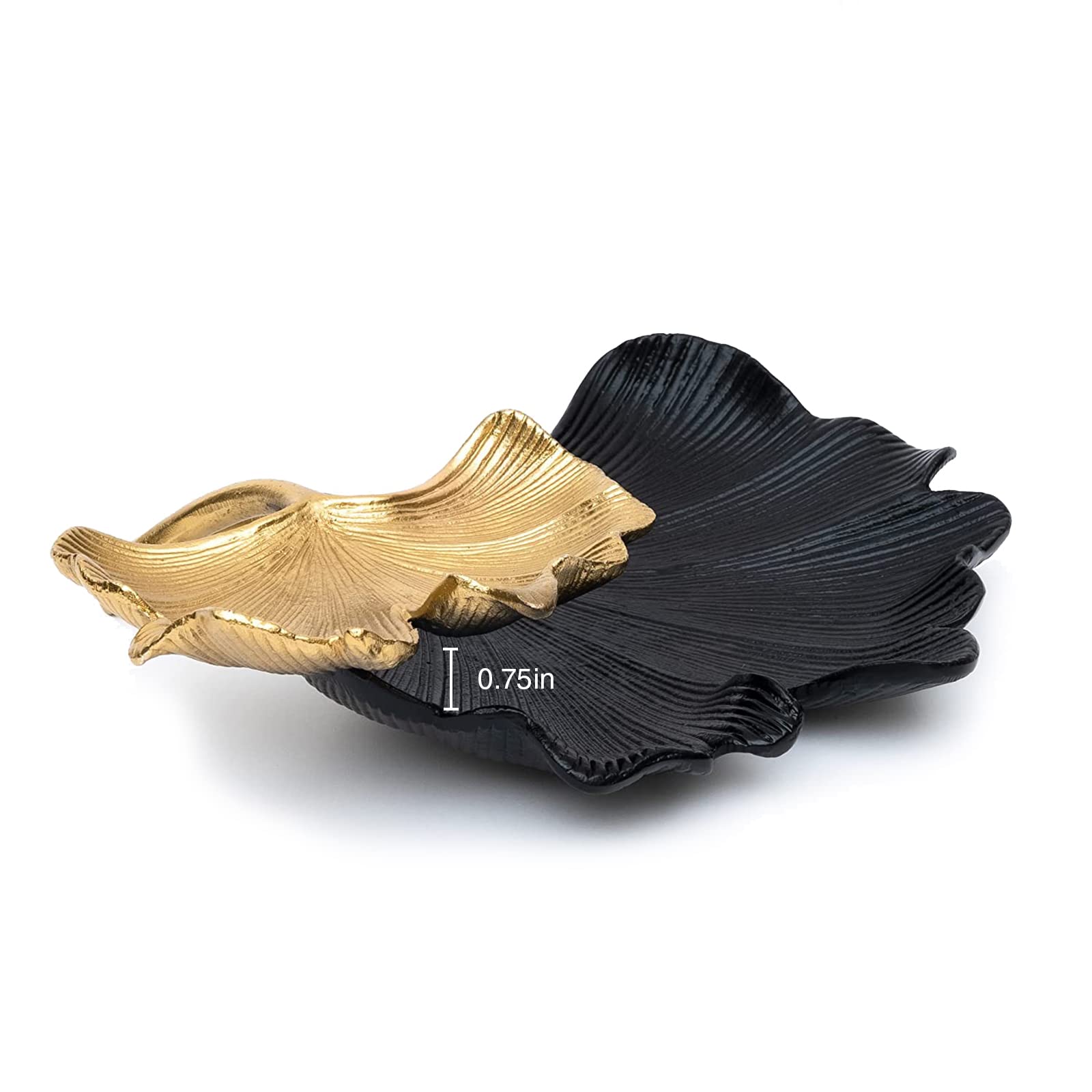 Black &amp; Gold Ginkgo Leaf Tray - 2 Tier