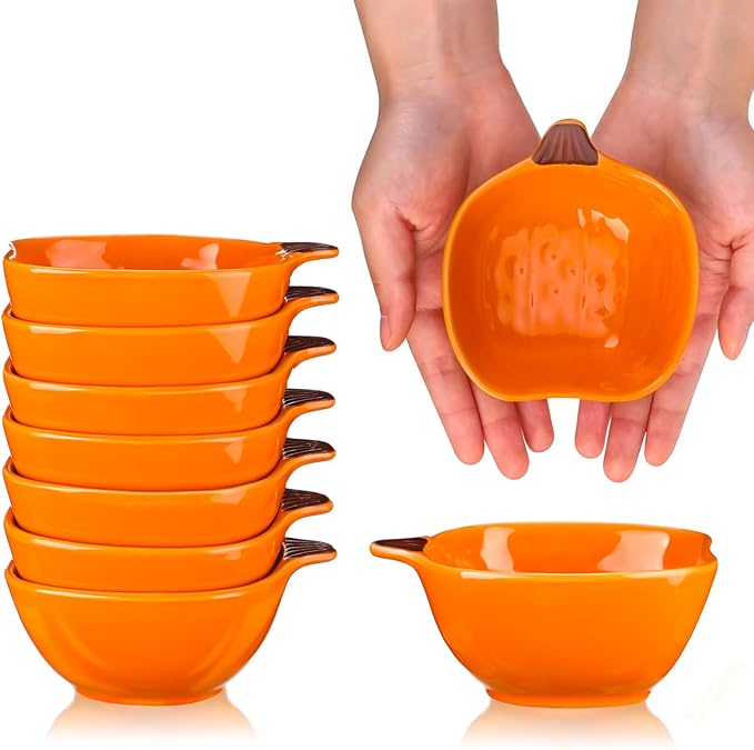 Set of 8 Ceramic Pumpkin Bowls