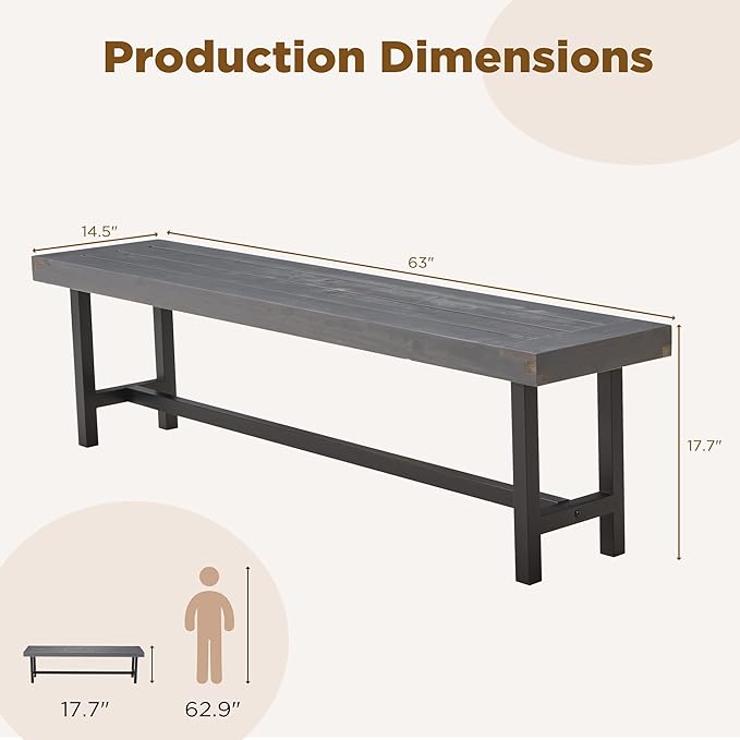Set of 2 Indoor/Outdoor Benches in Distressed Grey
