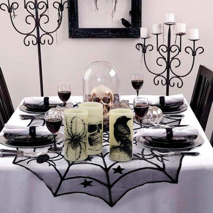 Set of 3 Halloween Flickering Flameless Candles - White