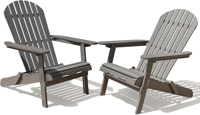 Idzo Outdoor Adirondack Chair -  Set of 2, Gray