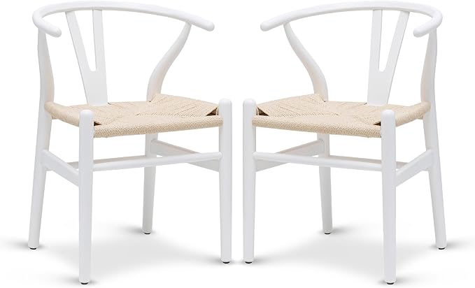 POLY &amp; BARK Weave Dining Chairs – Set of 2 - White