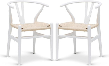 POLY &amp; BARK Weave Dining Chairs – Set of 2 - White