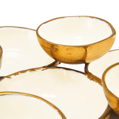 Cluster of 9 Decorative Serving Bowls - Gold/White