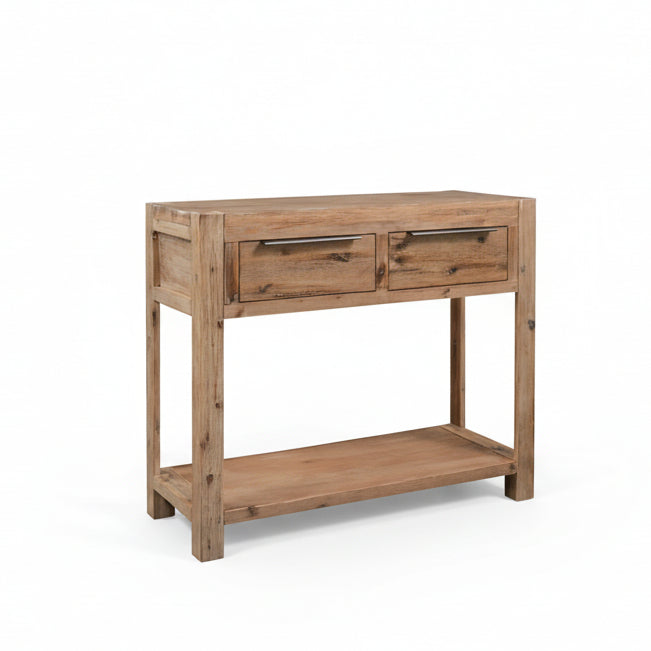 Rustic Solid Acacia Wood Console Table w/ Storage