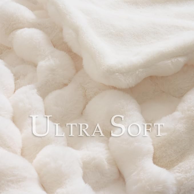 Thick Fluffy Soft Bubble Blanket - White, 50 x 60