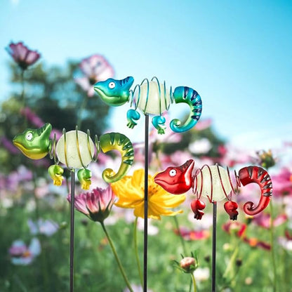 3 Pack Garden Stakes - Glow-In-The-Dark Cute Chameleons