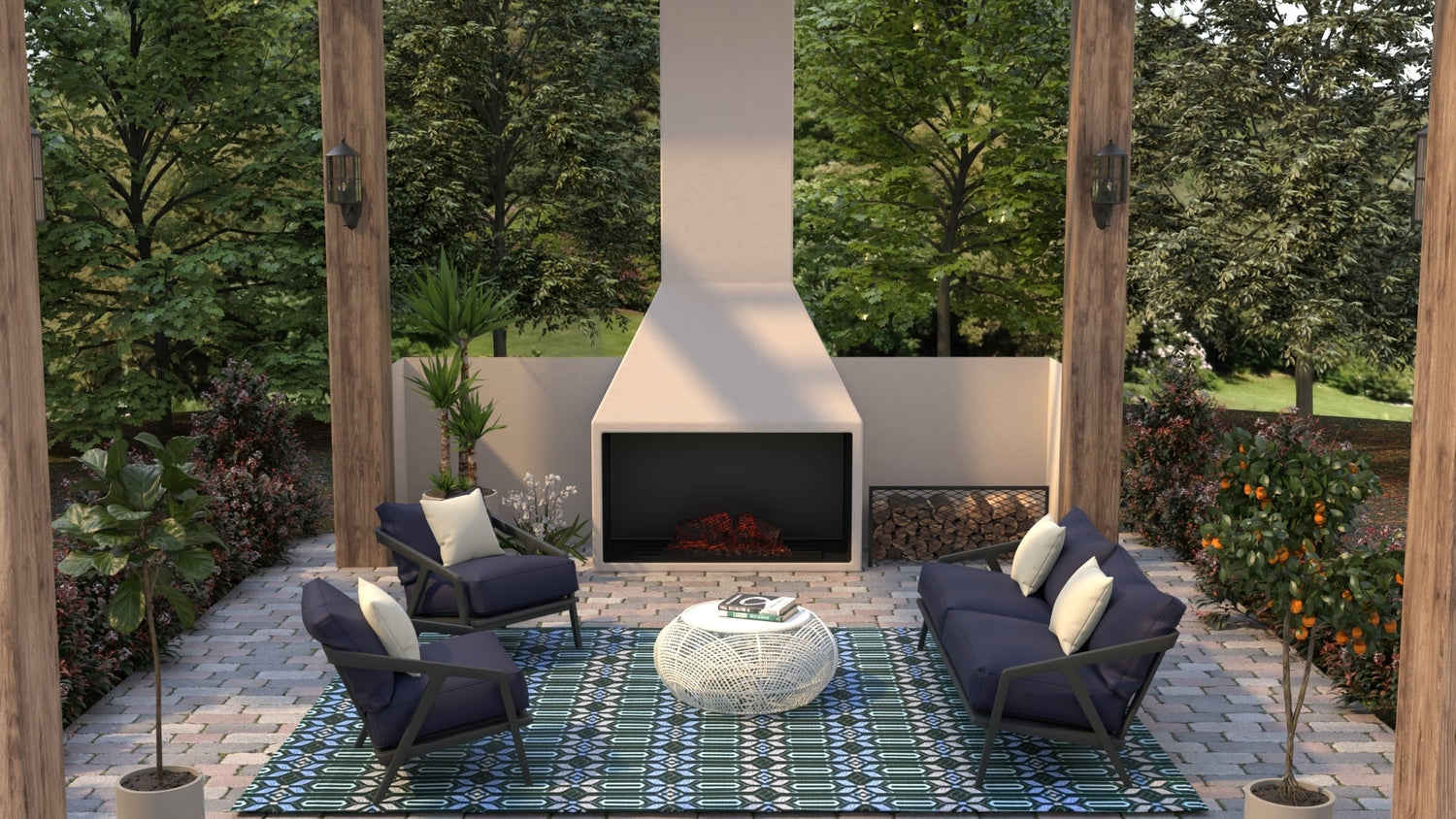Moroccan Periwinkle Reversible Outdoor Mat