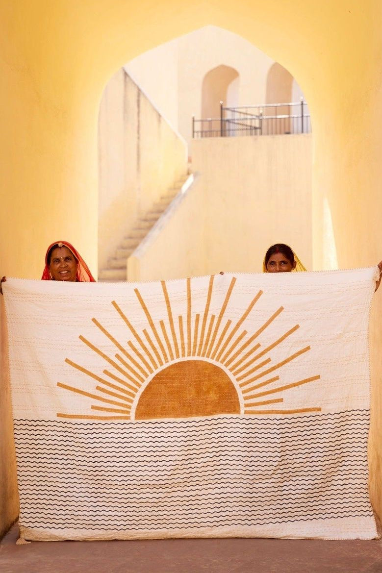 Rising Sun Linen Throw