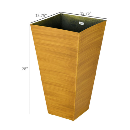 Set of 3 Outdoor Planters in Faux Wood Finish