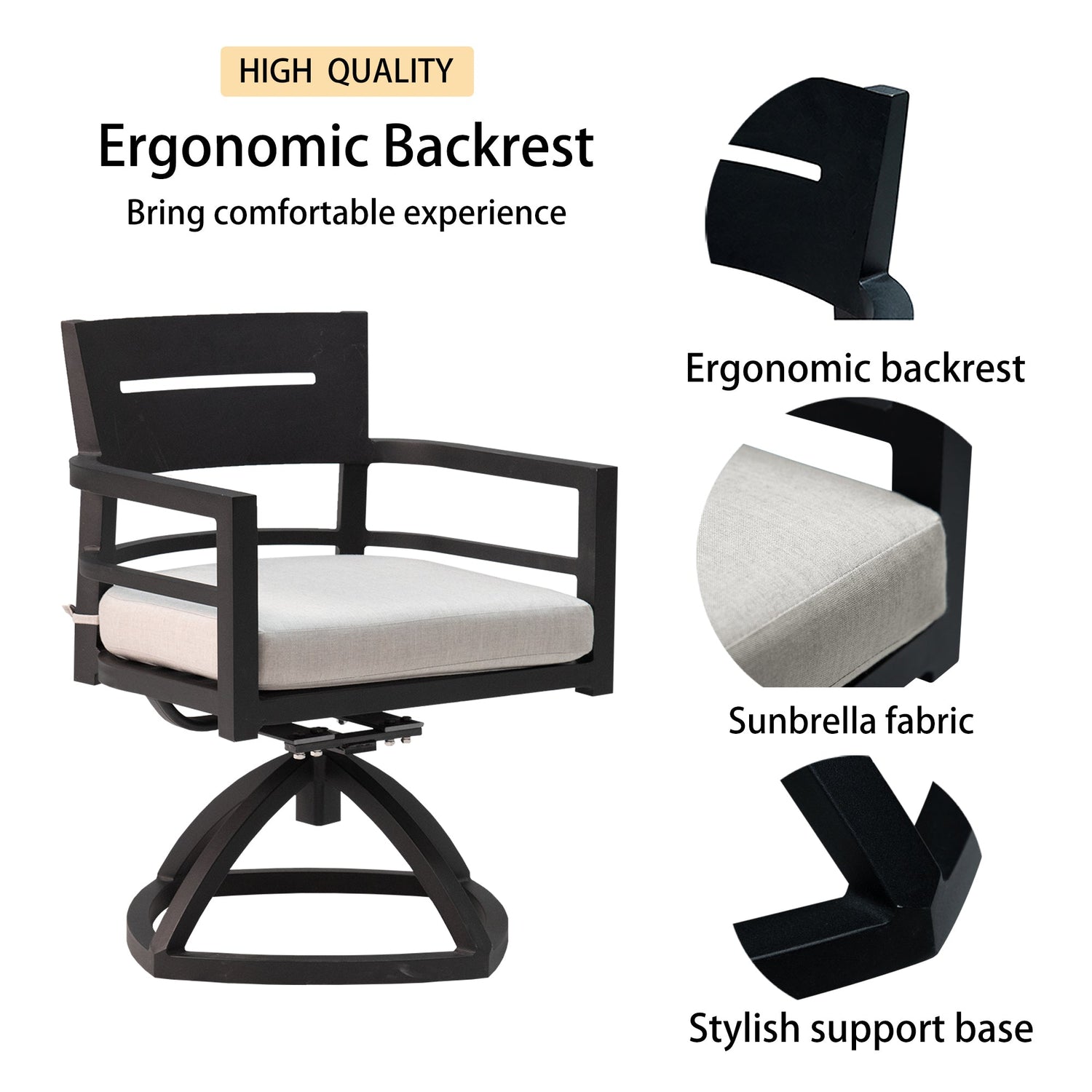 5-Piece Outdoor Aluminum Dining Set - Ember Black