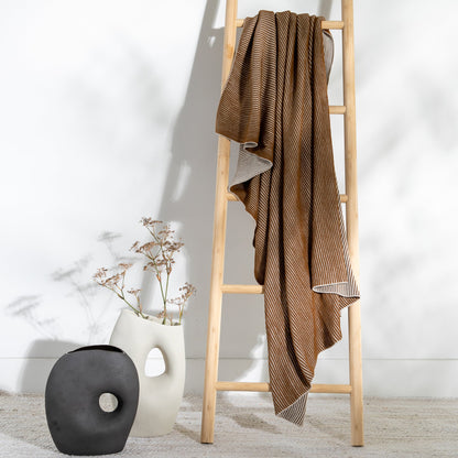 Ribbed Organic Cotton Knit Throw Blanket