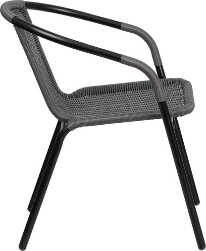 Set of 4 Modern Stackable Rattan Outdoor Dining Chairs