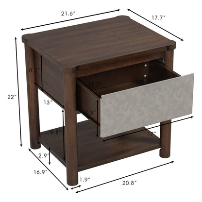 Modern Queen Bed Frame Set with 2 Nightstands - Gray/Walnut