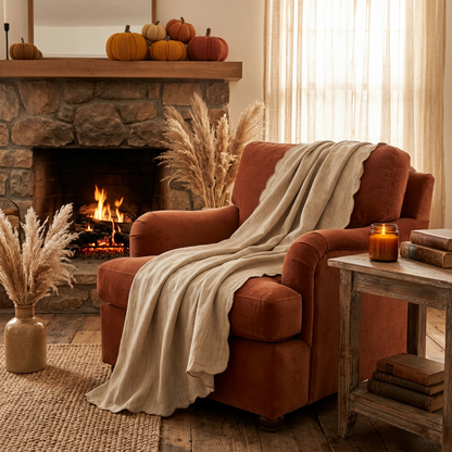 Reversible Handwoven Alpaca Throw Blanket | Camel &amp; Cream | Kani Collection