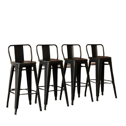 Set of 4 Indoor/Outdoor Black Industrial Metal Bar Stools - Weather Resistant