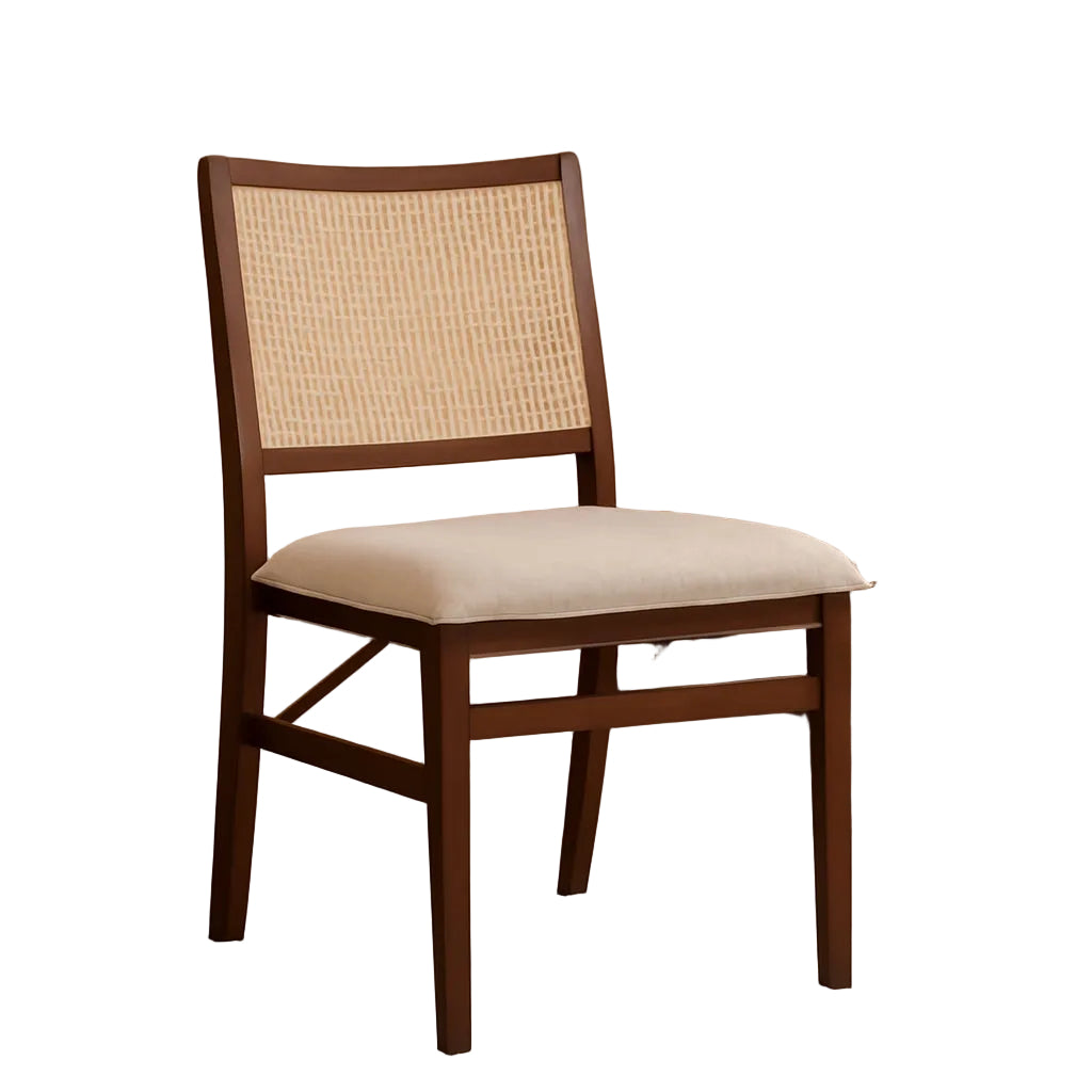 Kasi Brown Natural Rattan Cane Foldable Dining Side Chair