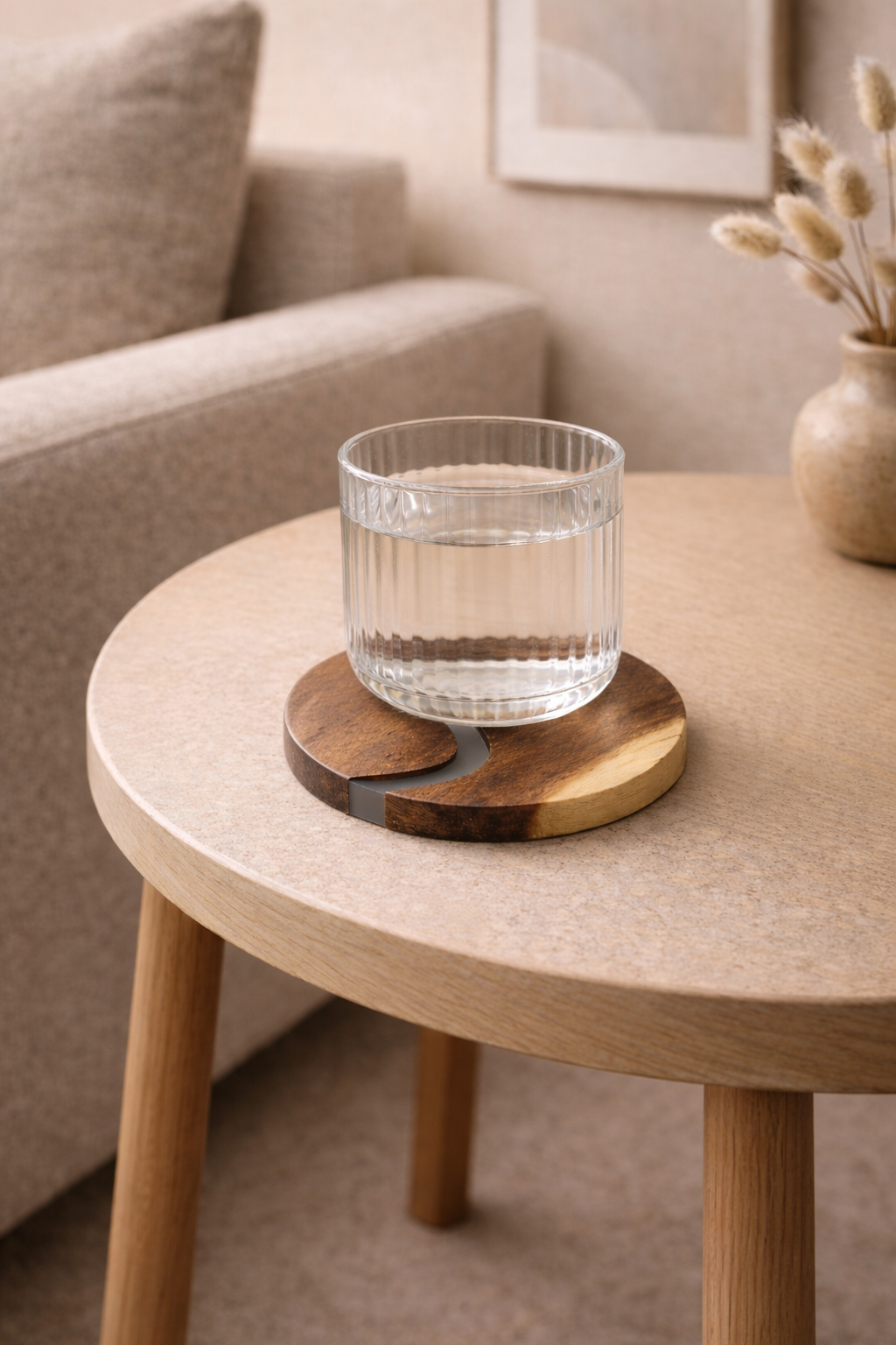 Wood &amp; Clear Resin Coasters Set of 4