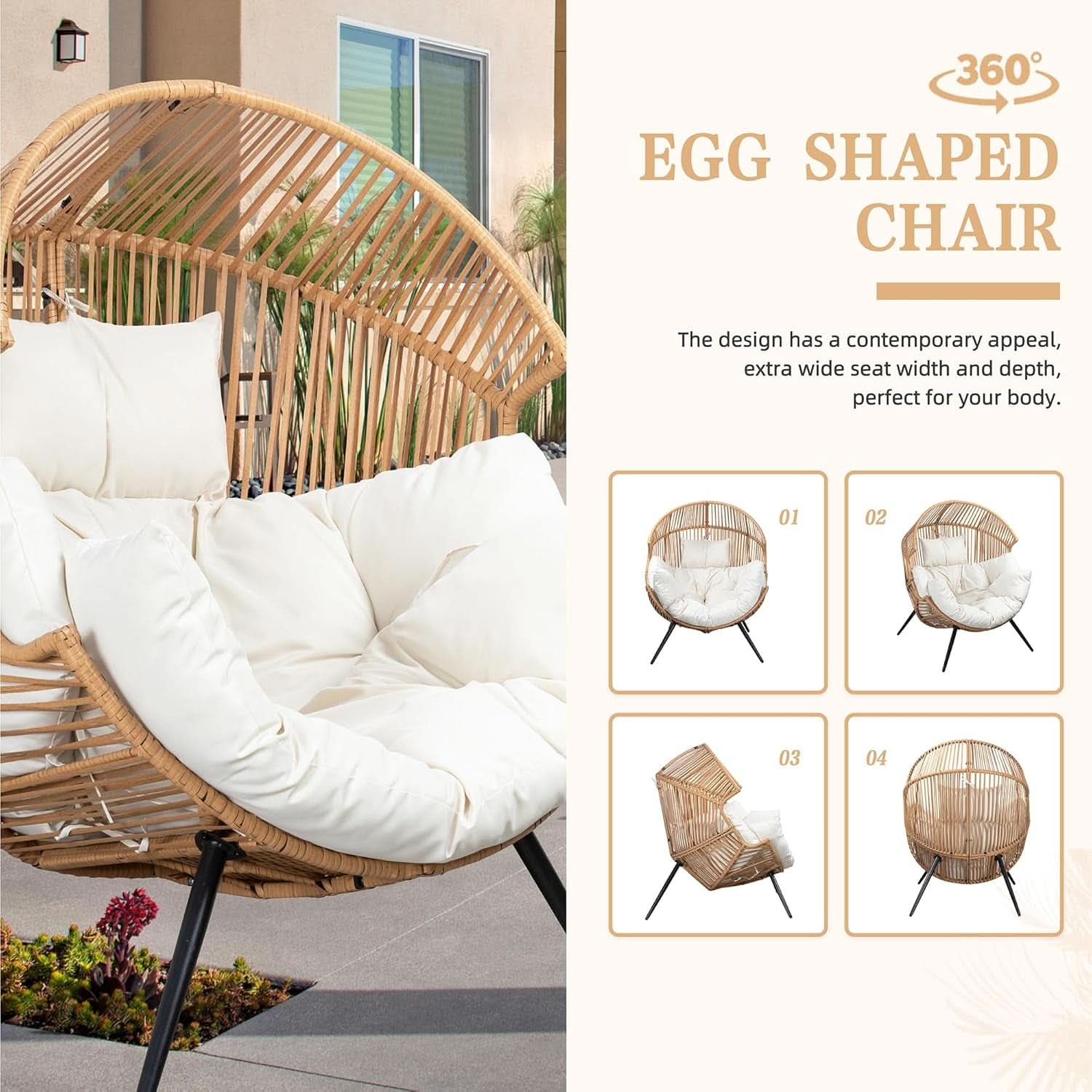 Cozy Outdoor Wicker Egg Chair