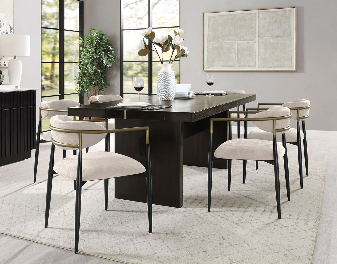 Beige and Black Armchair with Open Back - Set of 2