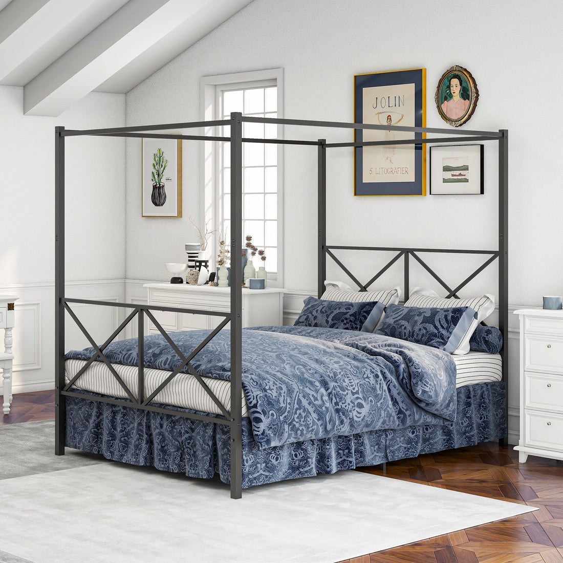 Metal Canope Bed Frame - Queen