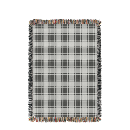 Black and White Plaid Jacquard Woven Throw