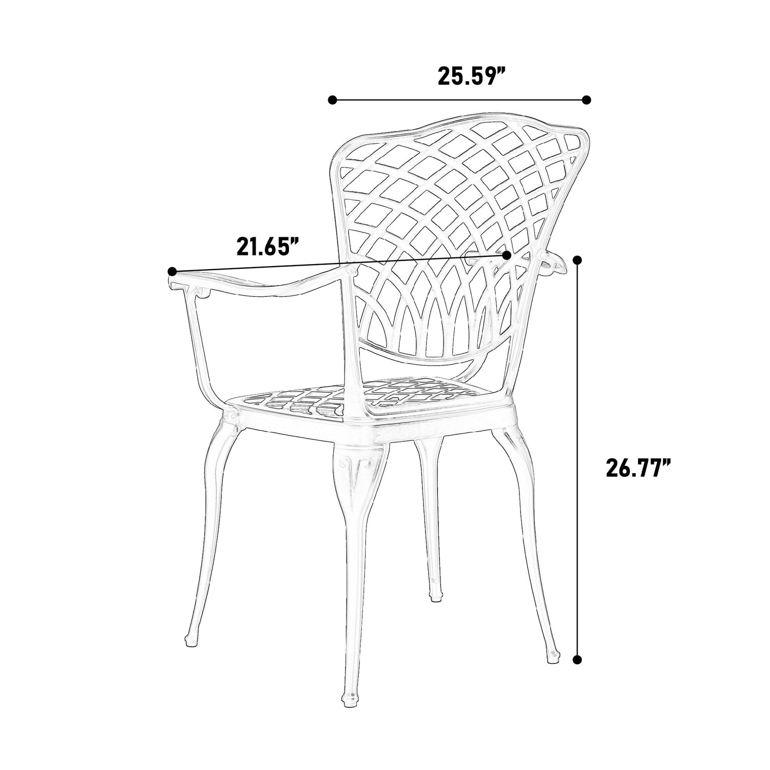 3 Piece All Weather Metal Bistro Table Set in White