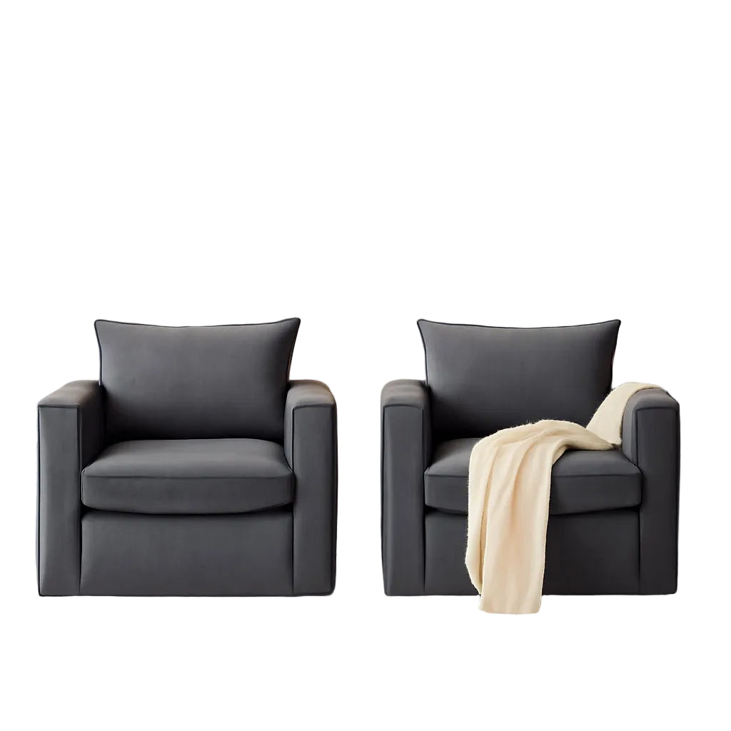 Swivel Armchairs in Dark Gray - 2 pc Set