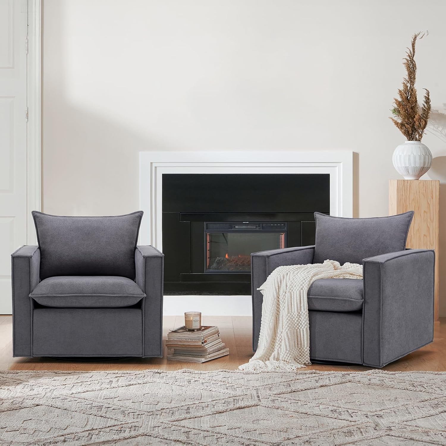 Charcoal Upholstered Swivel Accent Chair