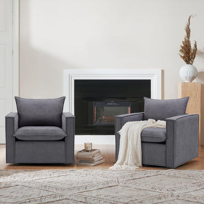Charcoal Upholstered Swivel Accent Chair