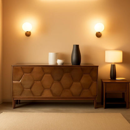 Walnut Mid Century Sideboard Buffet With Solid Wood Legs