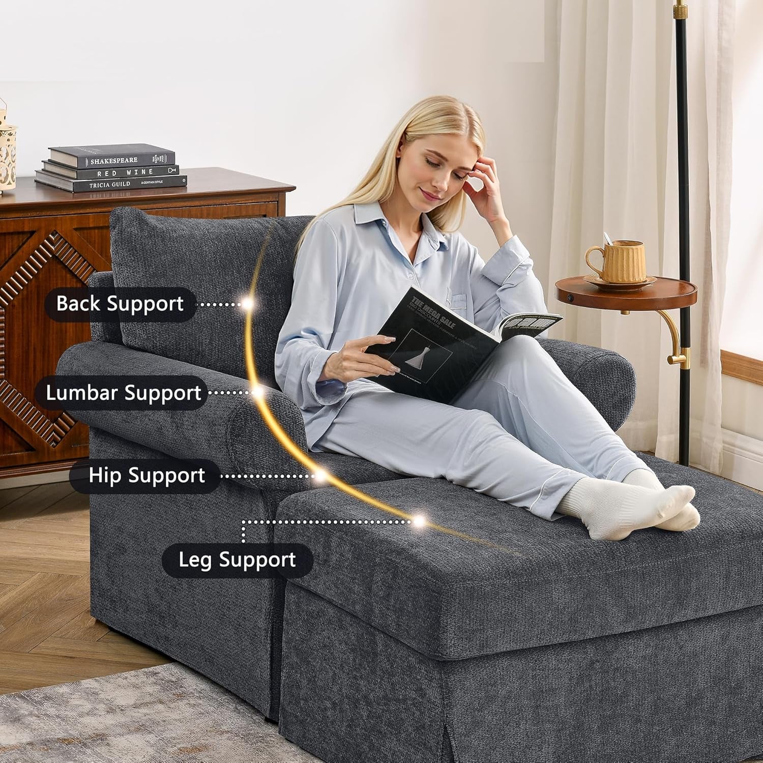 Gray Accent Chair With Ottoman