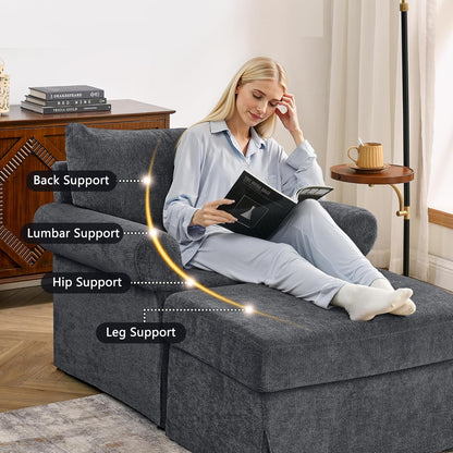 Gray Accent Chair With Ottoman