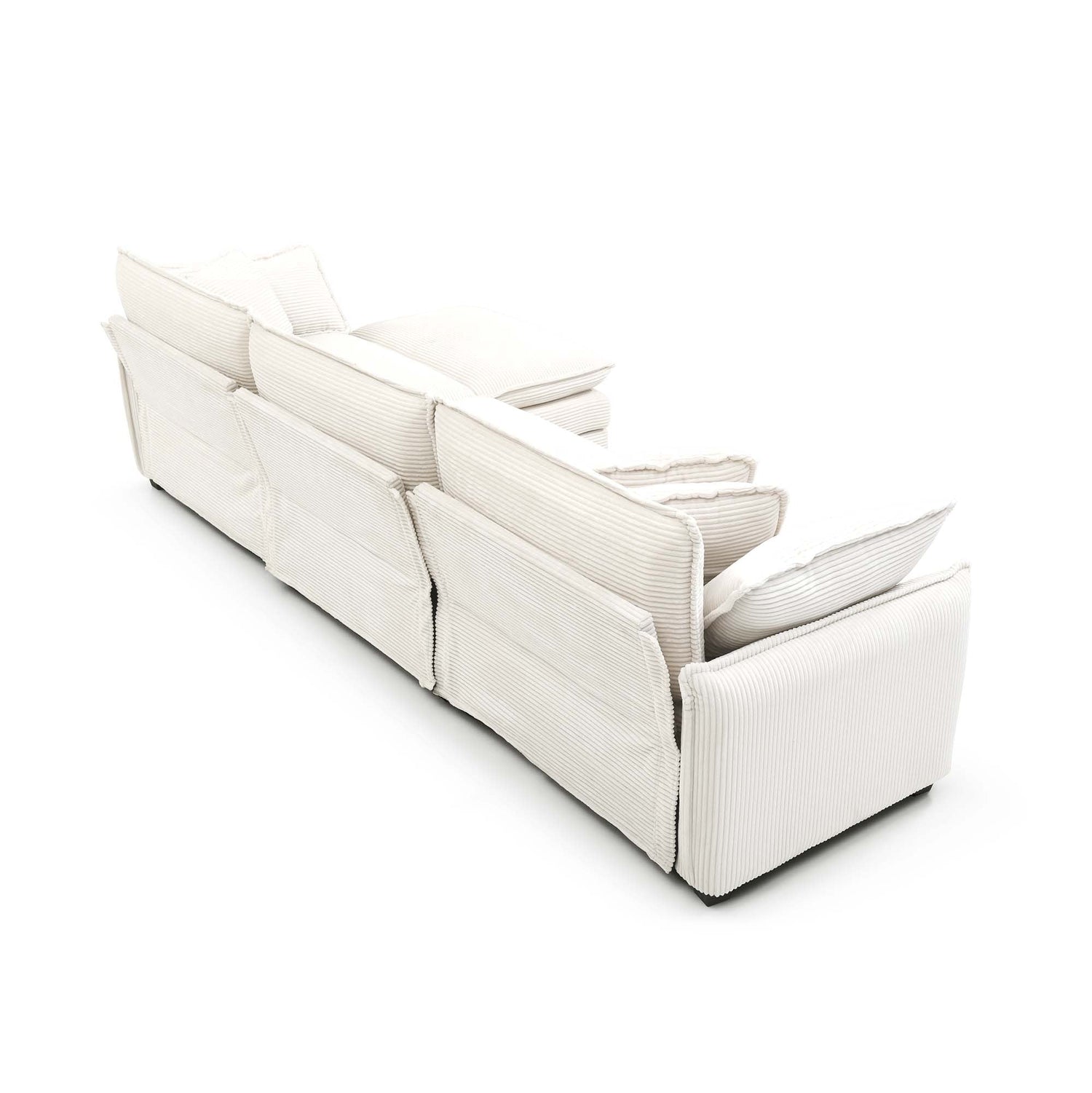 Modern 3 Piece Deep Seat Sofa Set - Beige Corduroy