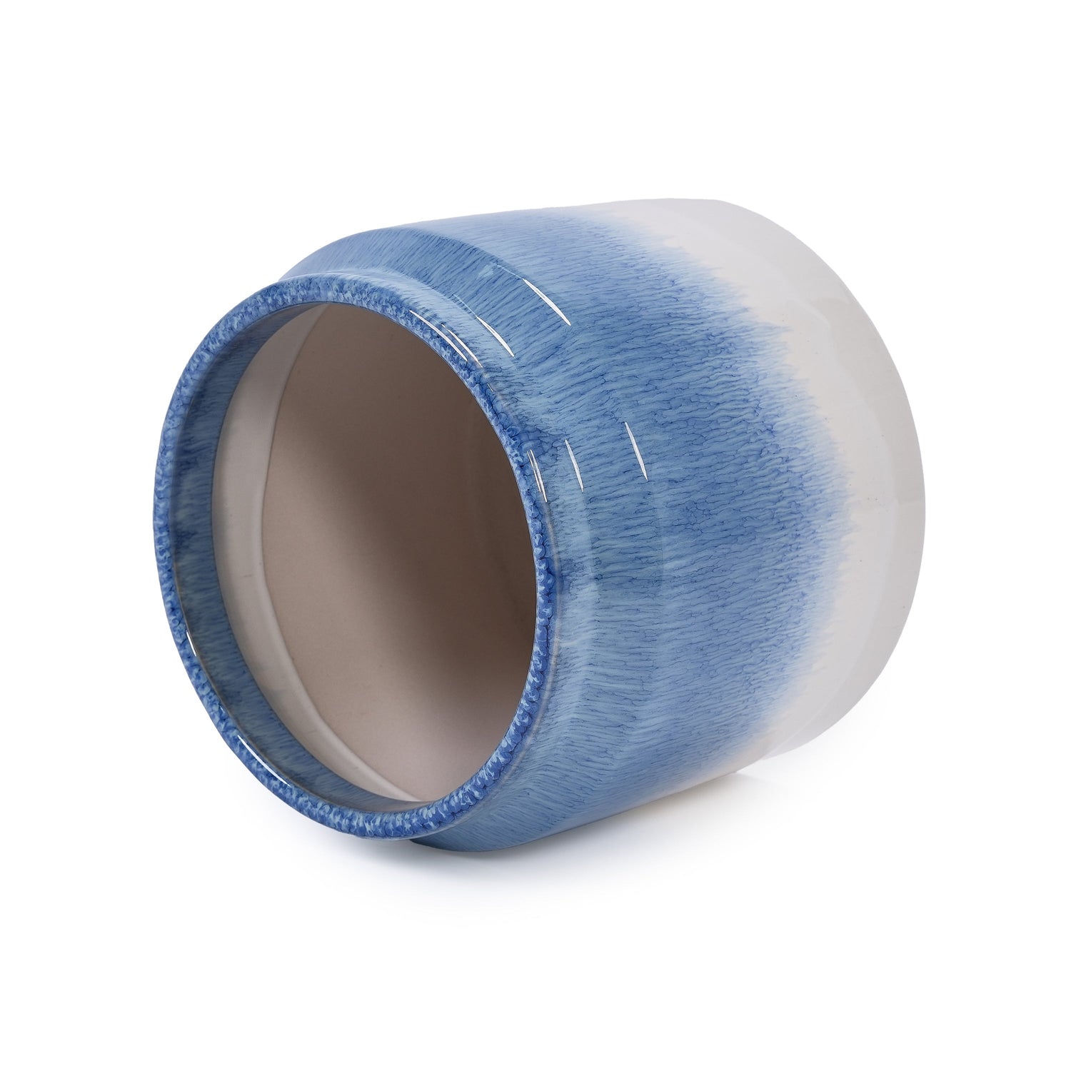 Set of 2 Gradient Ceramic Flowerpots - White/Blue