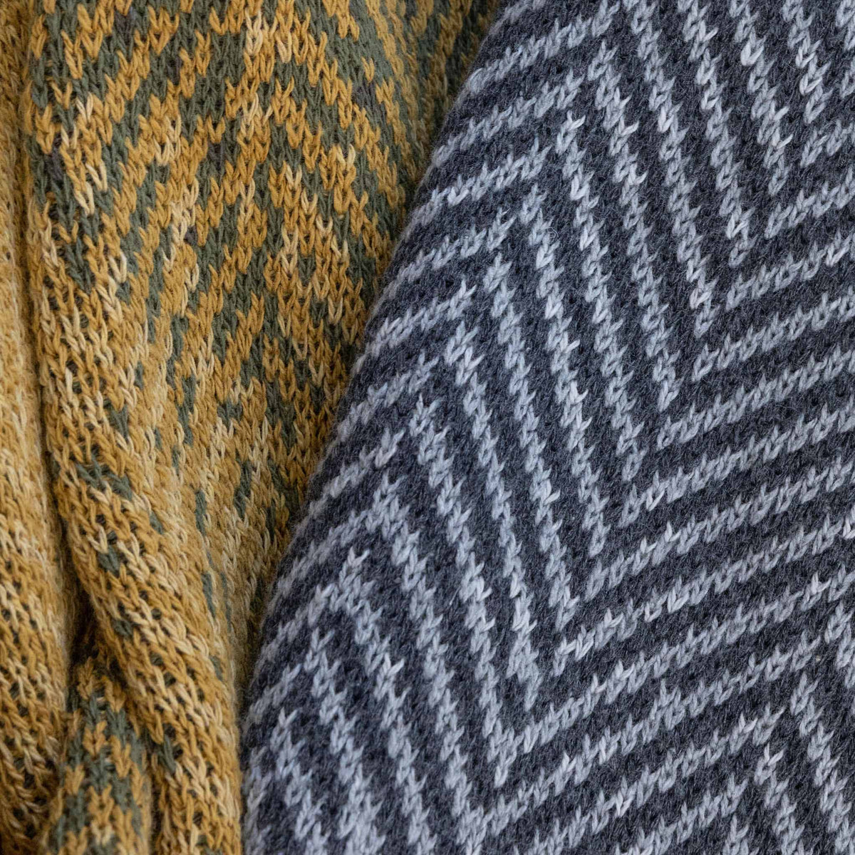 Herringbone Ombre - Cotton Sustainable Knit Geometric Chevron Throw Blanket