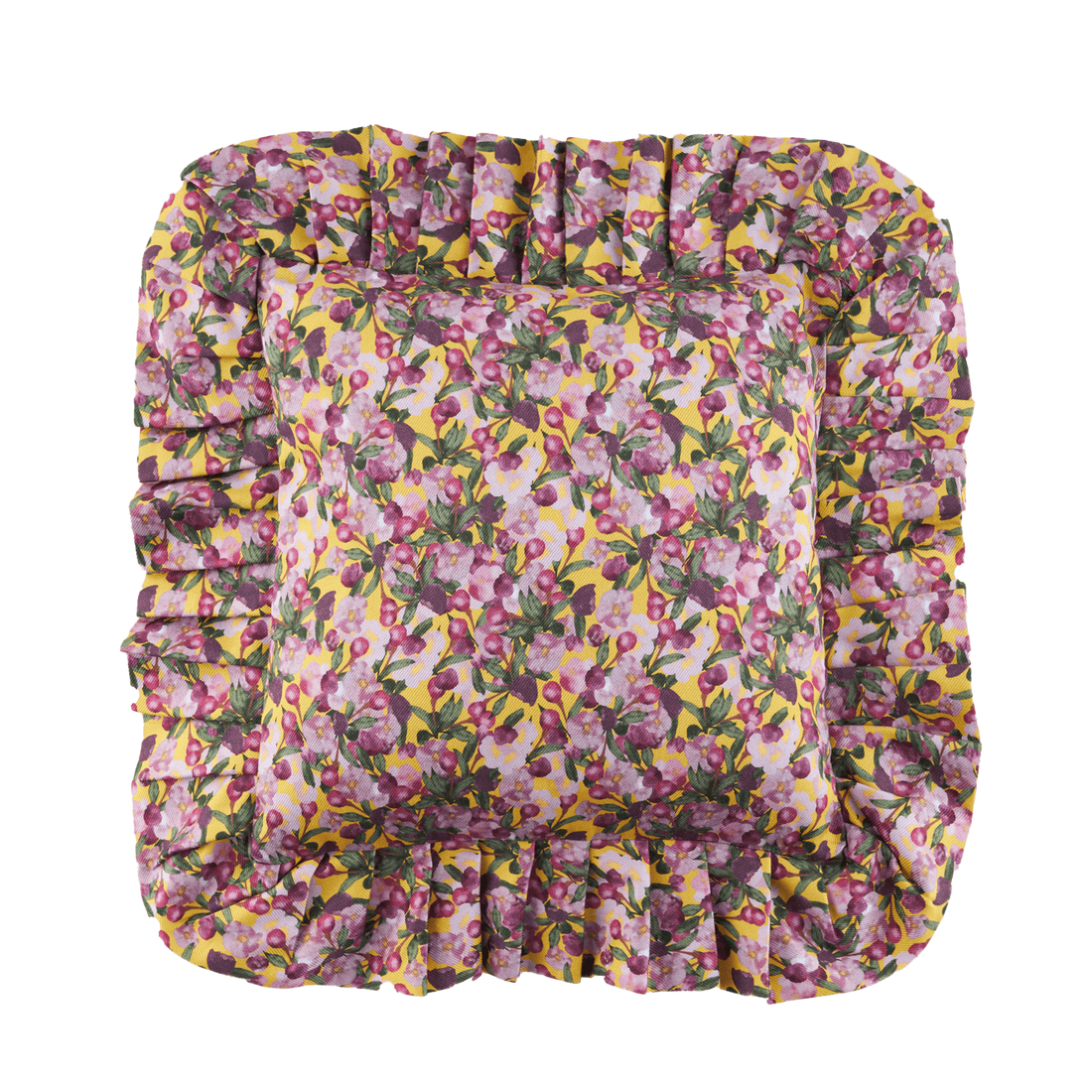 Ruffled Pillow Cover Romance is Dead Yellow