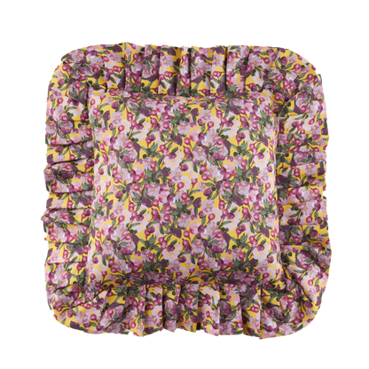 Ruffled Pillow Cover Romance is Dead Yellow