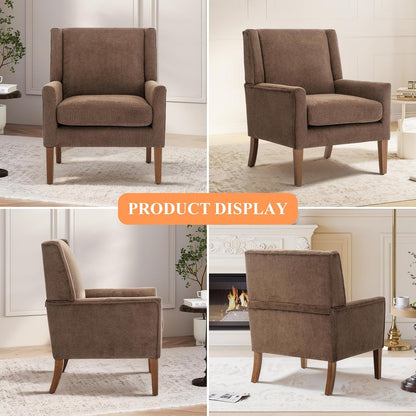 Upholstered Armchair Chair in Chocolate