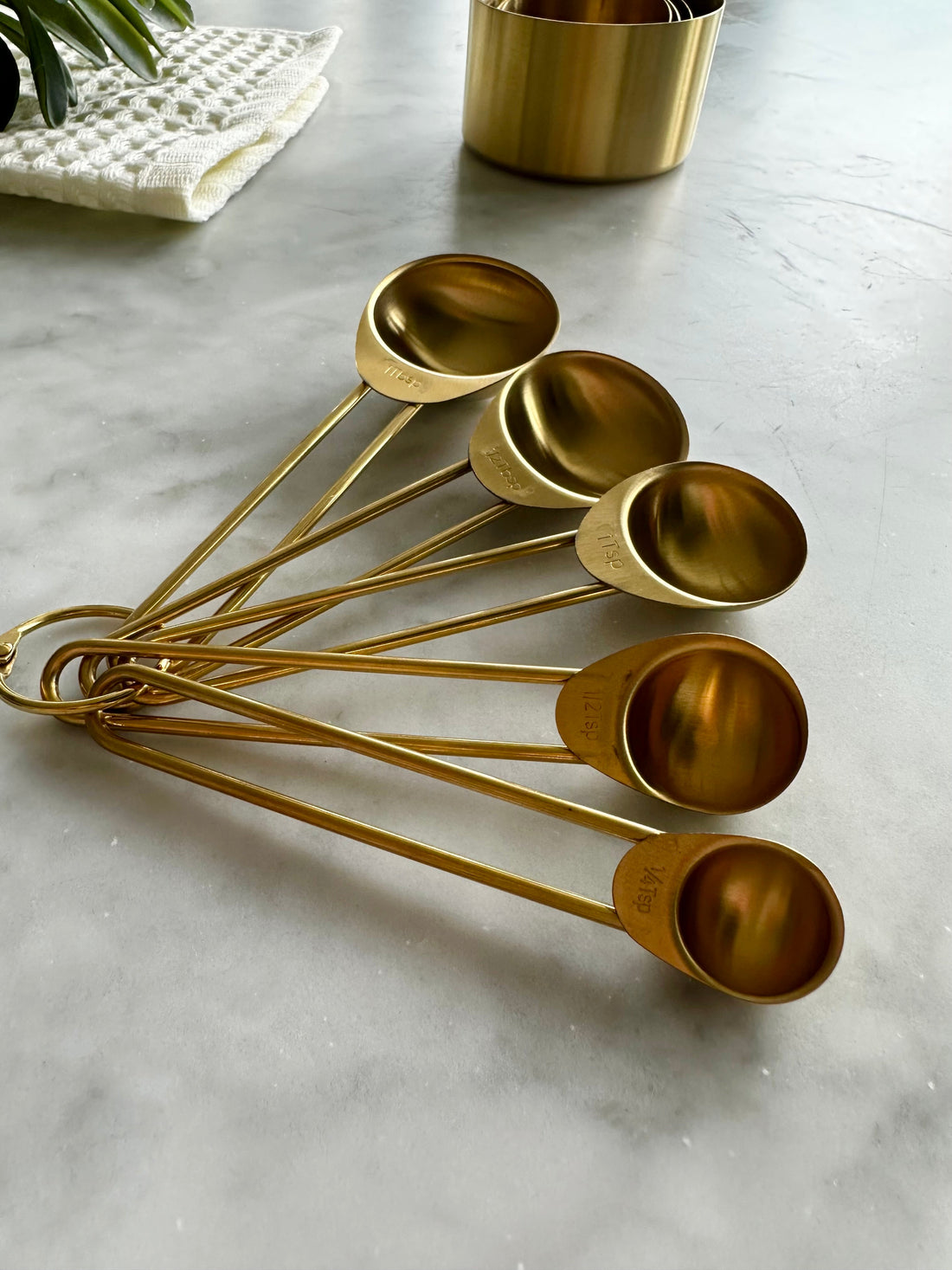 Solid Gold Measuring Cups &amp; Spoons - Set of 9