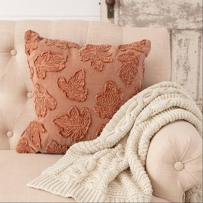 Stonewashed Leaves Throw Pillow - Rust