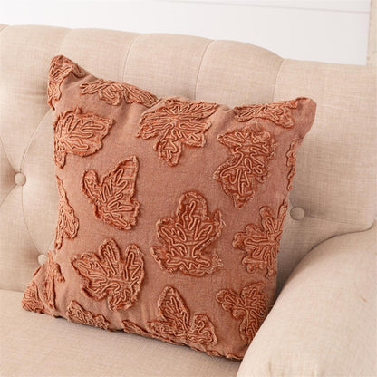 Stonewashed Leaves Throw Pillow - Rust