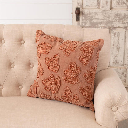 Stonewashed Leaves Throw Pillow - Rust