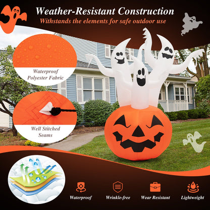 6 Ft Inflatable Halloween Ghosts with Pumpkin - Yard Decor
