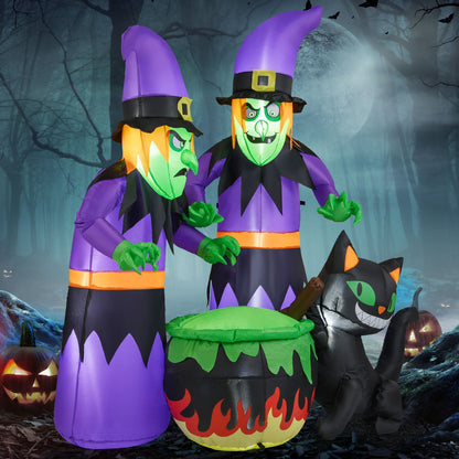 6 Ft Inflatable Halloween Witches with Cauldron &amp; Black Cat